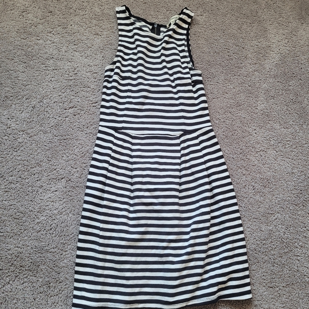 Monteau Black and White Striped Midi Dress